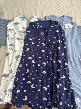 Baby Sleep Sack Set - Navy Star & Moon + Blue Cloud Prints
